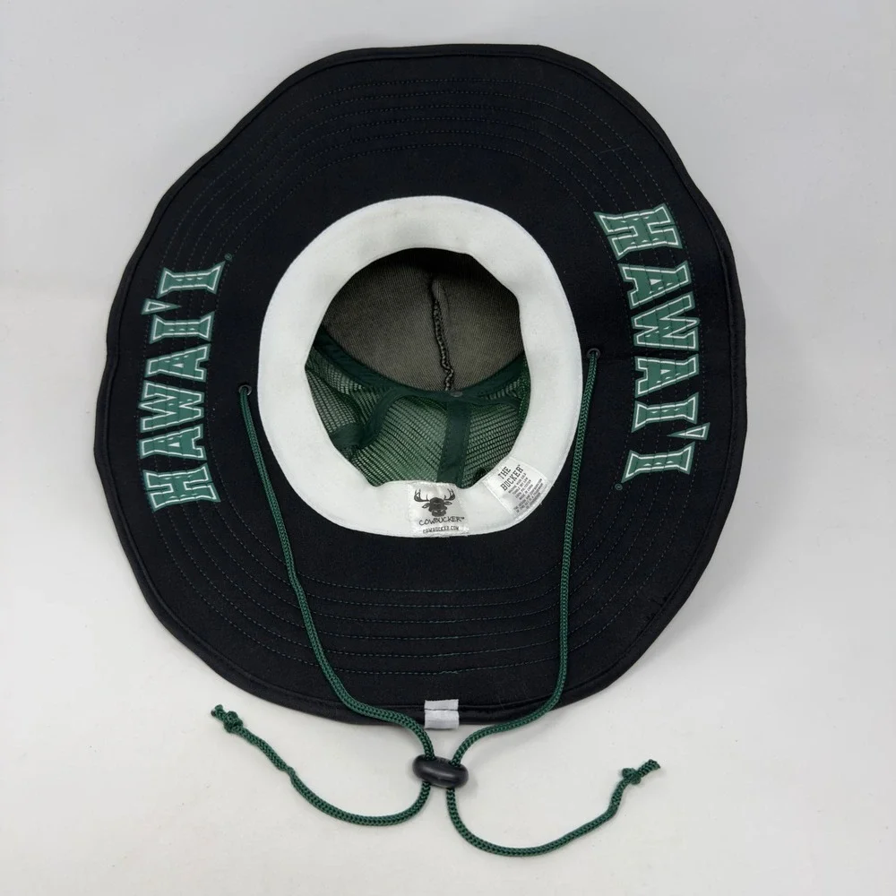 Cowbucker Hawaii Rainbow Warriors Mens Sun Hat Black Green Mesh Snapback‎ Bucker